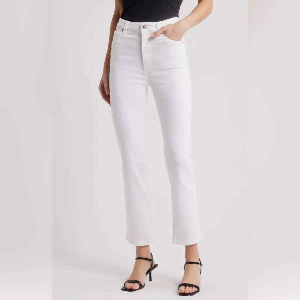 FRAME - The Pencil Crop High Waist Ankle Slim Straight Leg Jeans White-Size 25